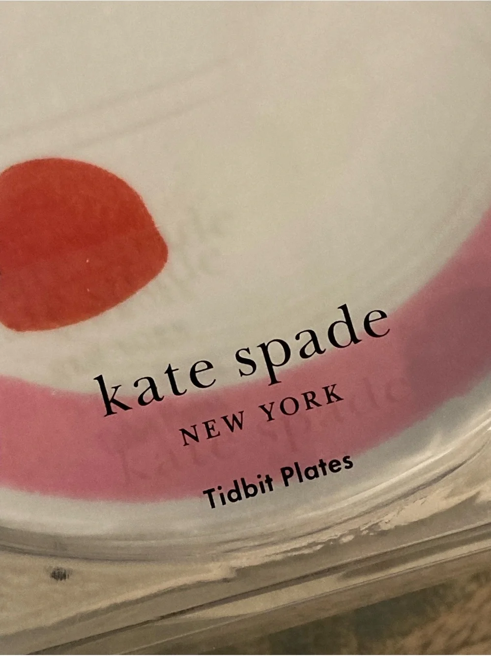 NIB Set of 4 Kate Spade TidBit Plates Melamine Green Pink Red Blue